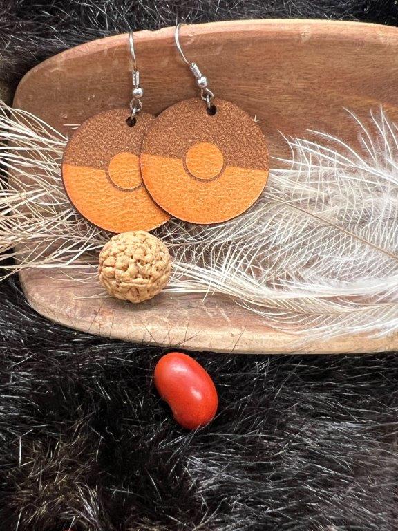 Leather Aboriginal Flag Earrings